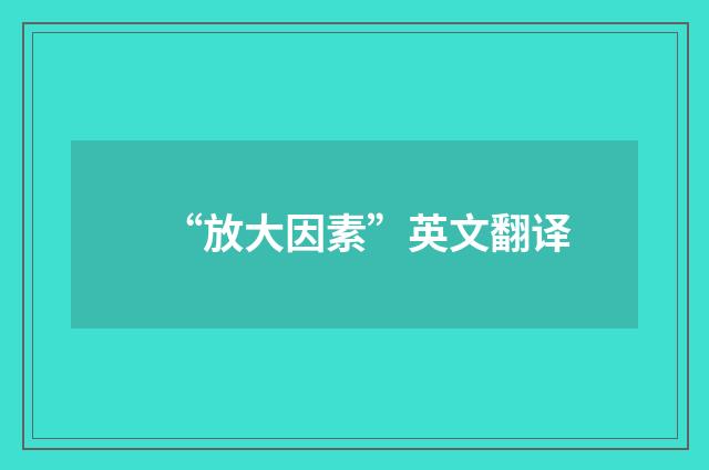 “放大因素”英文翻译