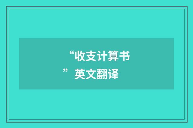 “收支计算书”英文翻译