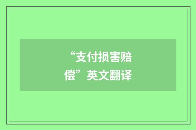“支付损害赔偿”英文翻译