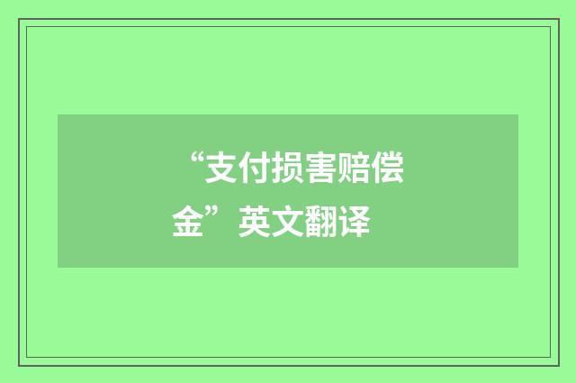 “支付损害赔偿金”英文翻译