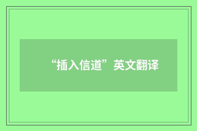 “插入信道”英文翻译