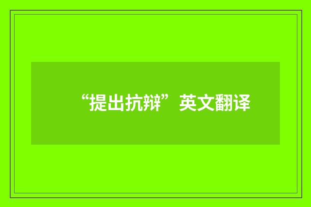 “提出抗辩”英文翻译