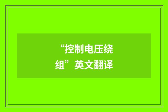 “控制电压绕组”英文翻译