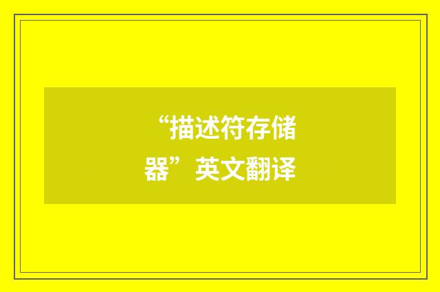 “描述符存储器”英文翻译