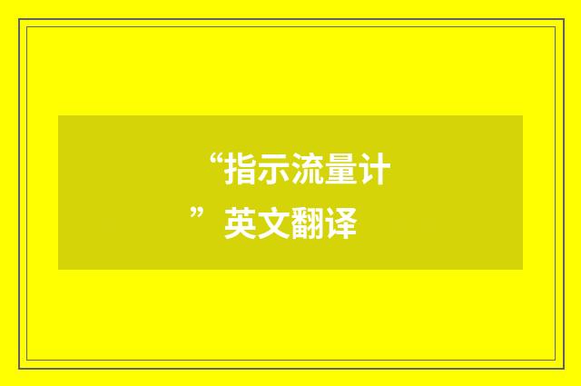 “指示流量计”英文翻译