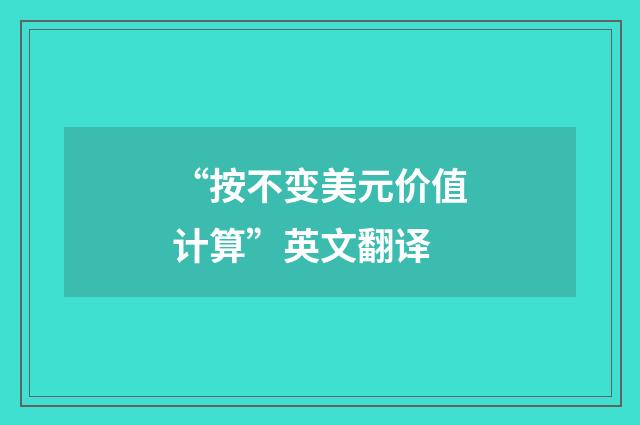 “按不变美元价值计算”英文翻译