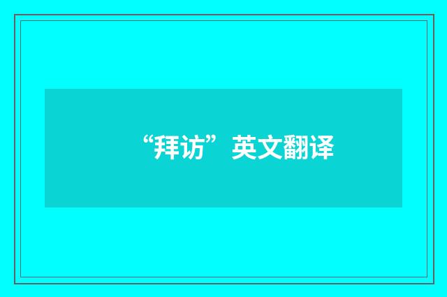 “拜访”英文翻译