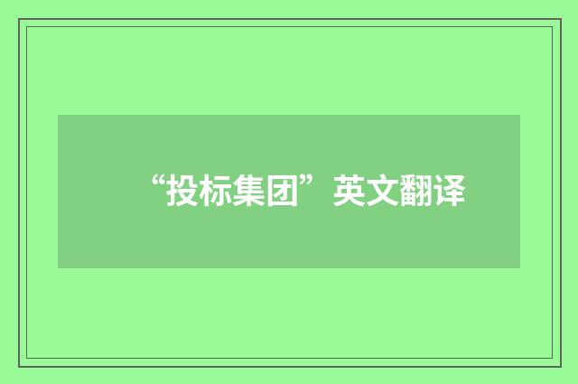 “投标集团”英文翻译