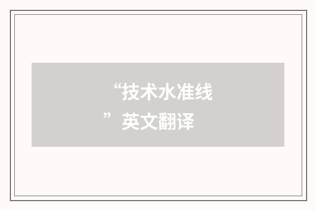 “技术水准线”英文翻译