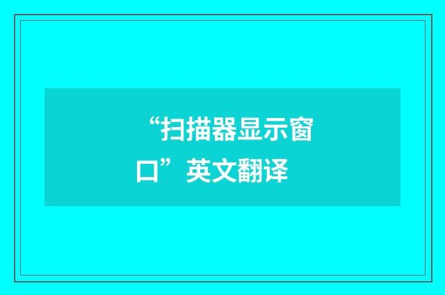 “扫描器显示窗口”英文翻译