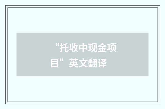“托收中现金项目”英文翻译