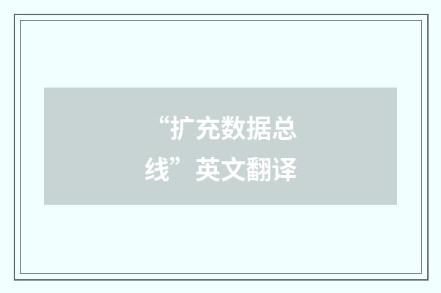 “扩充数据总线”英文翻译