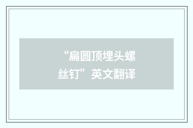 “扁圆顶埋头螺丝钉”英文翻译