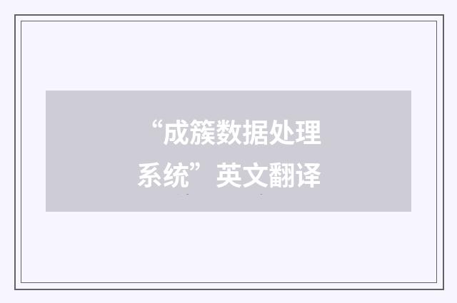 “成簇数据处理系统”英文翻译