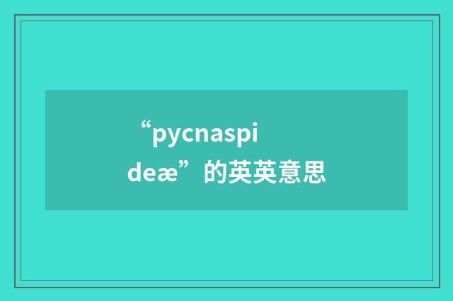 “pycnaspideæ”的英英意思