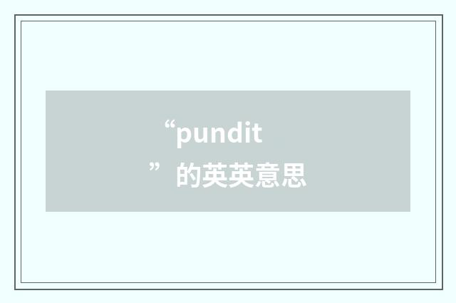 “pundit”的英英意思
