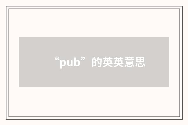 “pub”的英英意思