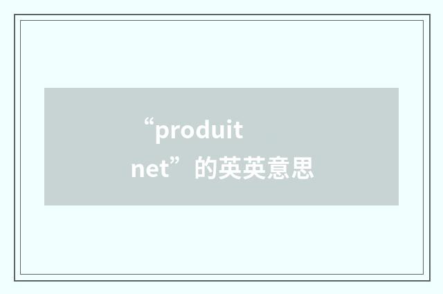 “produit net”的英英意思
