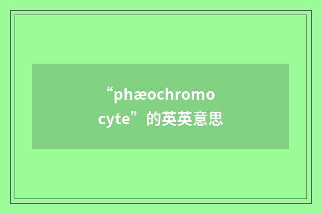“phæochromocyte”的英英意思