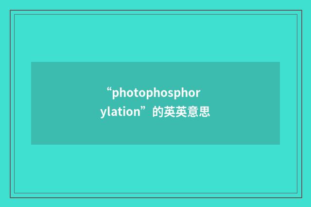 “photophosphorylation”的英英意思