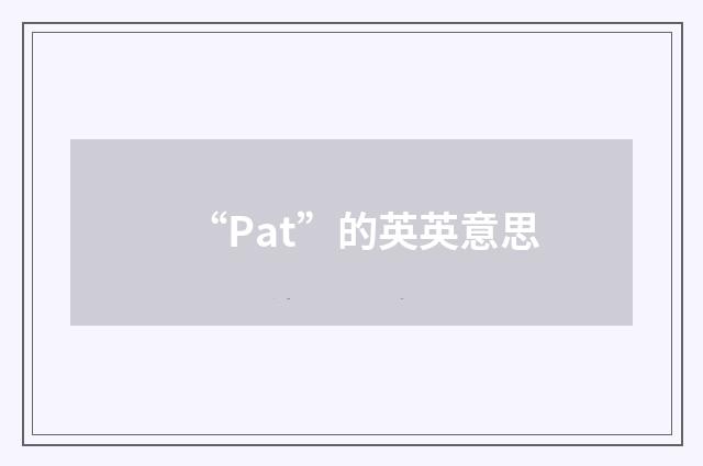 “Pat”的英英意思