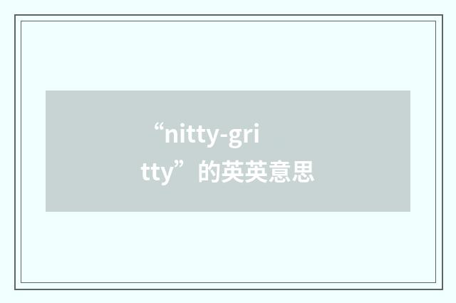 “nitty-gritty”的英英意思