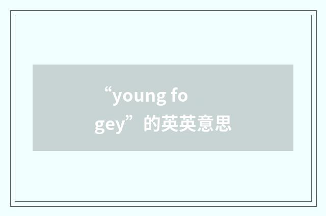 “young fogey”的英英意思