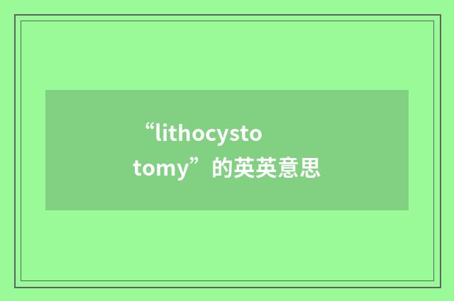 “lithocystotomy”的英英意思
