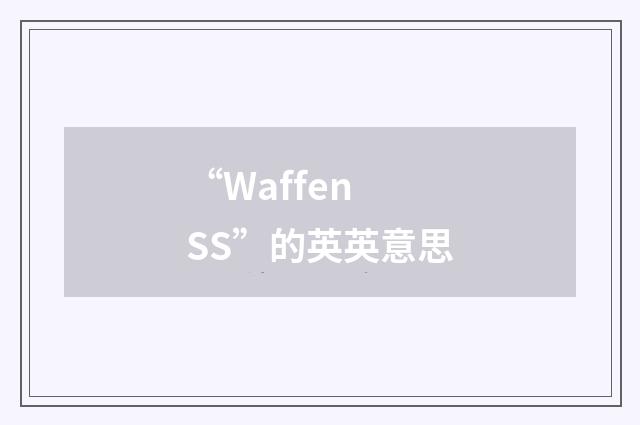 “Waffen SS”的英英意思
