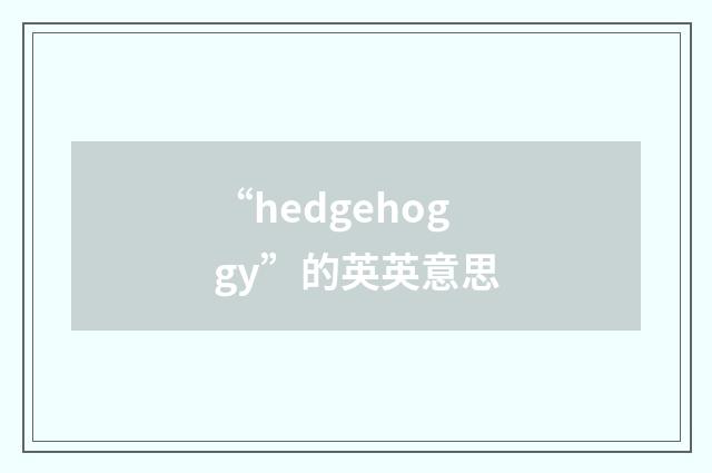 “hedgehoggy”的英英意思