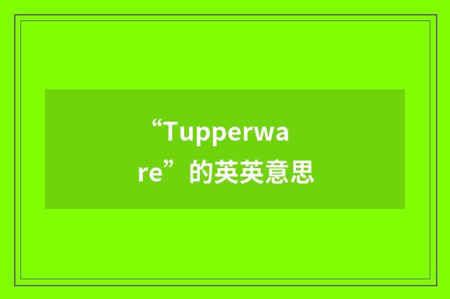 “Tupperware”的英英意思