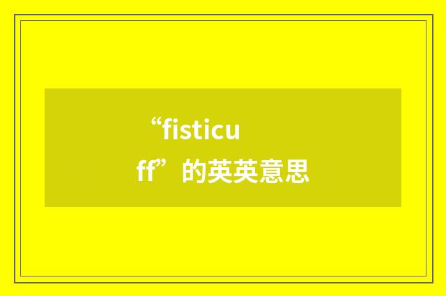 “fisticuff”的英英意思