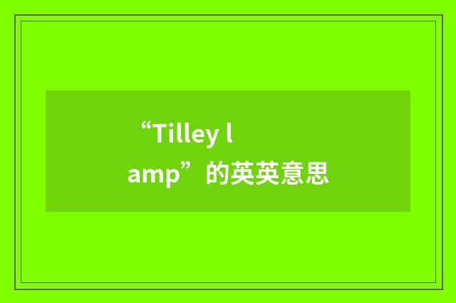 “Tilley lamp”的英英意思