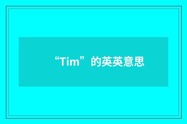 “Tim”的英英意思