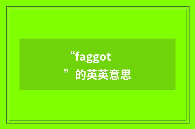 “faggot”的英英意思