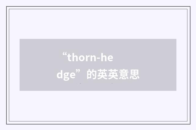 “thorn-hedge”的英英意思