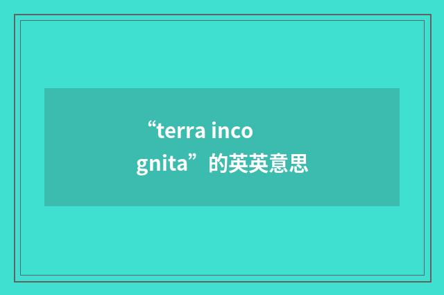 “terra incognita”的英英意思