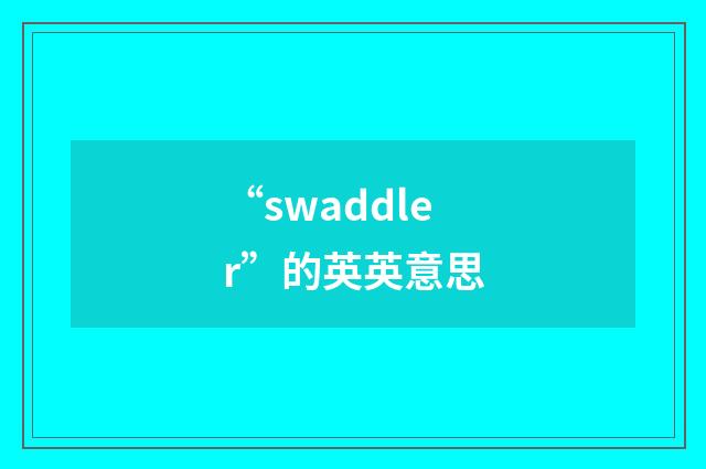 “swaddler”的英英意思