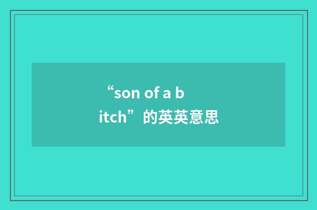 “son of a bitch”的英英意思