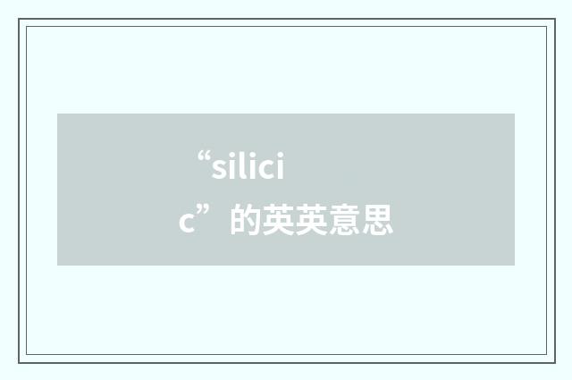 “silicic”的英英意思