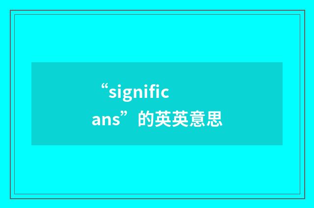 “significans”的英英意思
