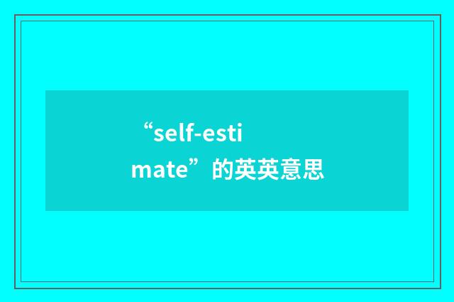 “self-estimate”的英英意思