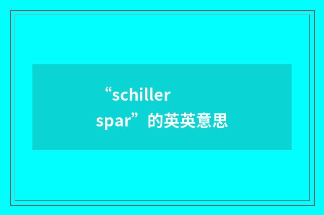 “schiller spar”的英英意思