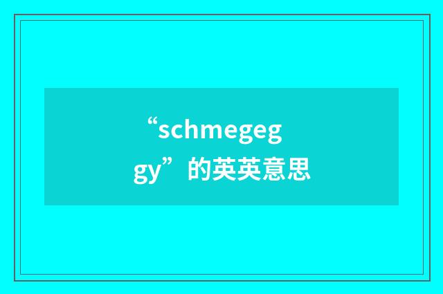 “schmegeggy”的英英意思