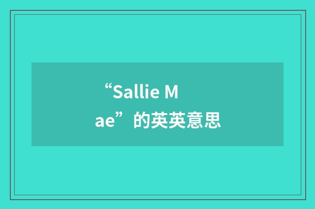 “Sallie Mae”的英英意思