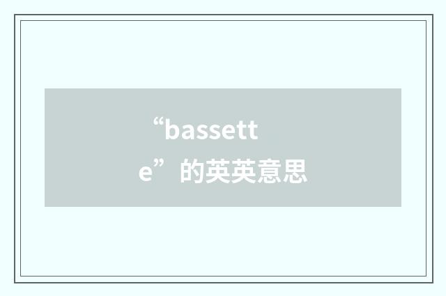 “bassette”的英英意思