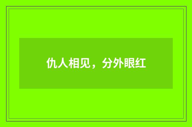 仇人相见，分外眼红
