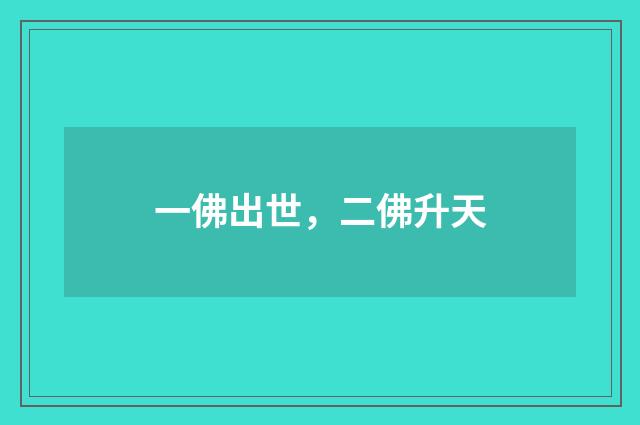 一佛出世，二佛升天