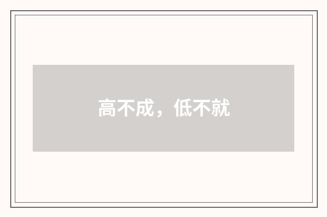 高不成，低不就