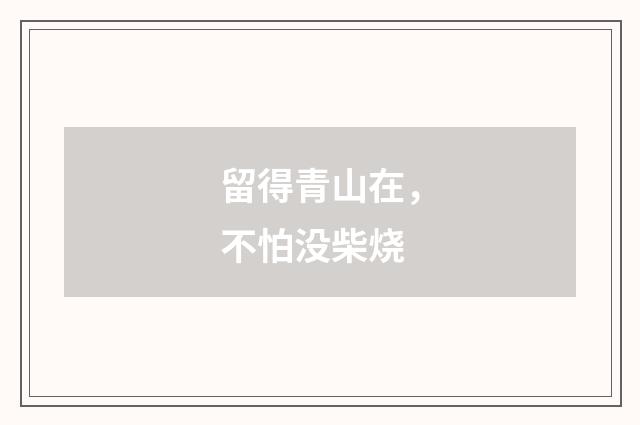 留得青山在，不怕没柴烧